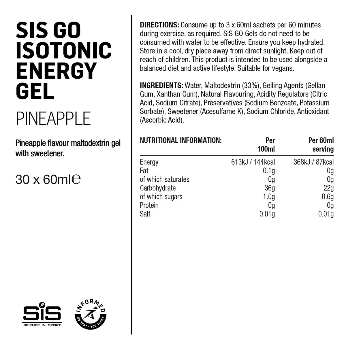 SIS GO Gel Energético Isotónico 60ml Piña #3